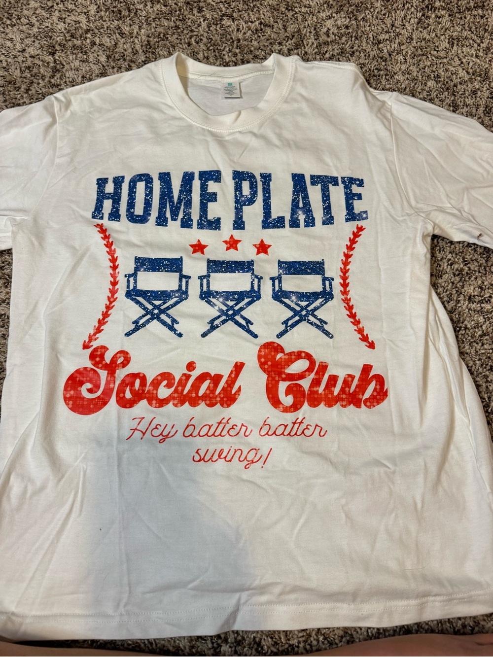 Women’s Large Social Club Home Plate White Graphic Tee